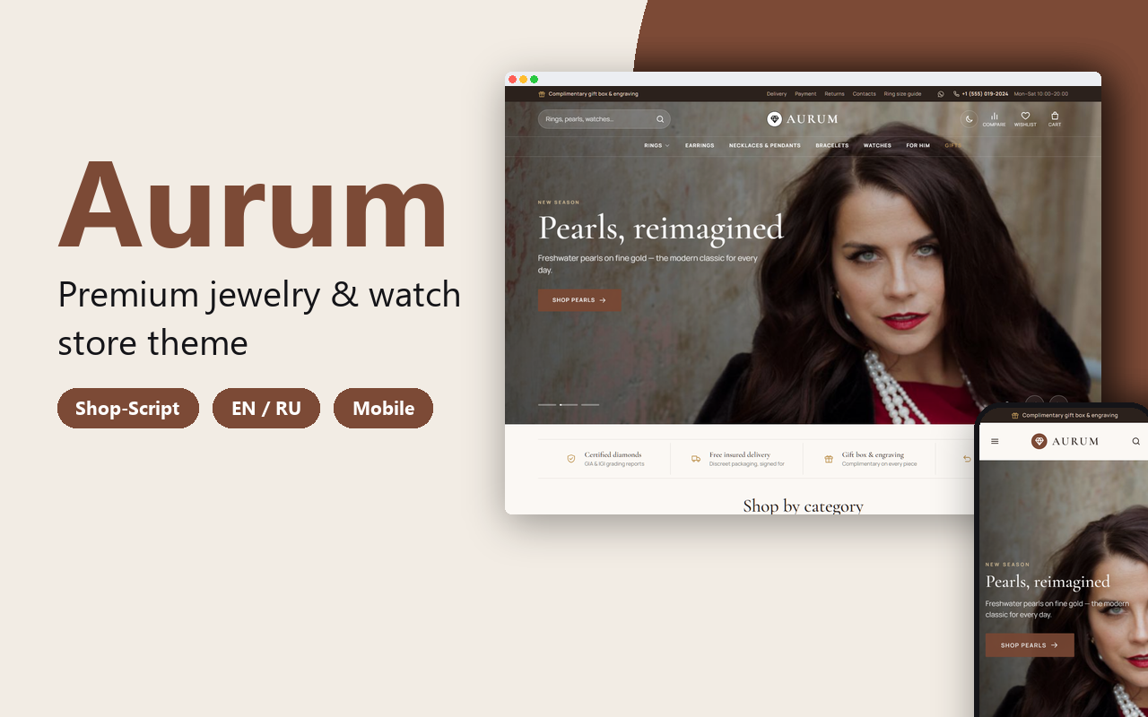 Aurum — Premium Jewelry & Watch Store Theme for Shop-Script